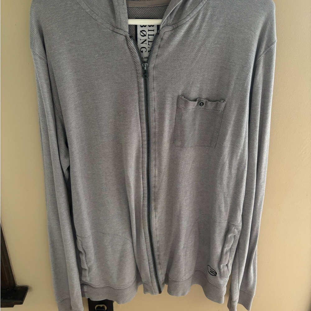 Billabong Men's Zip-Up Light Gray Sweater